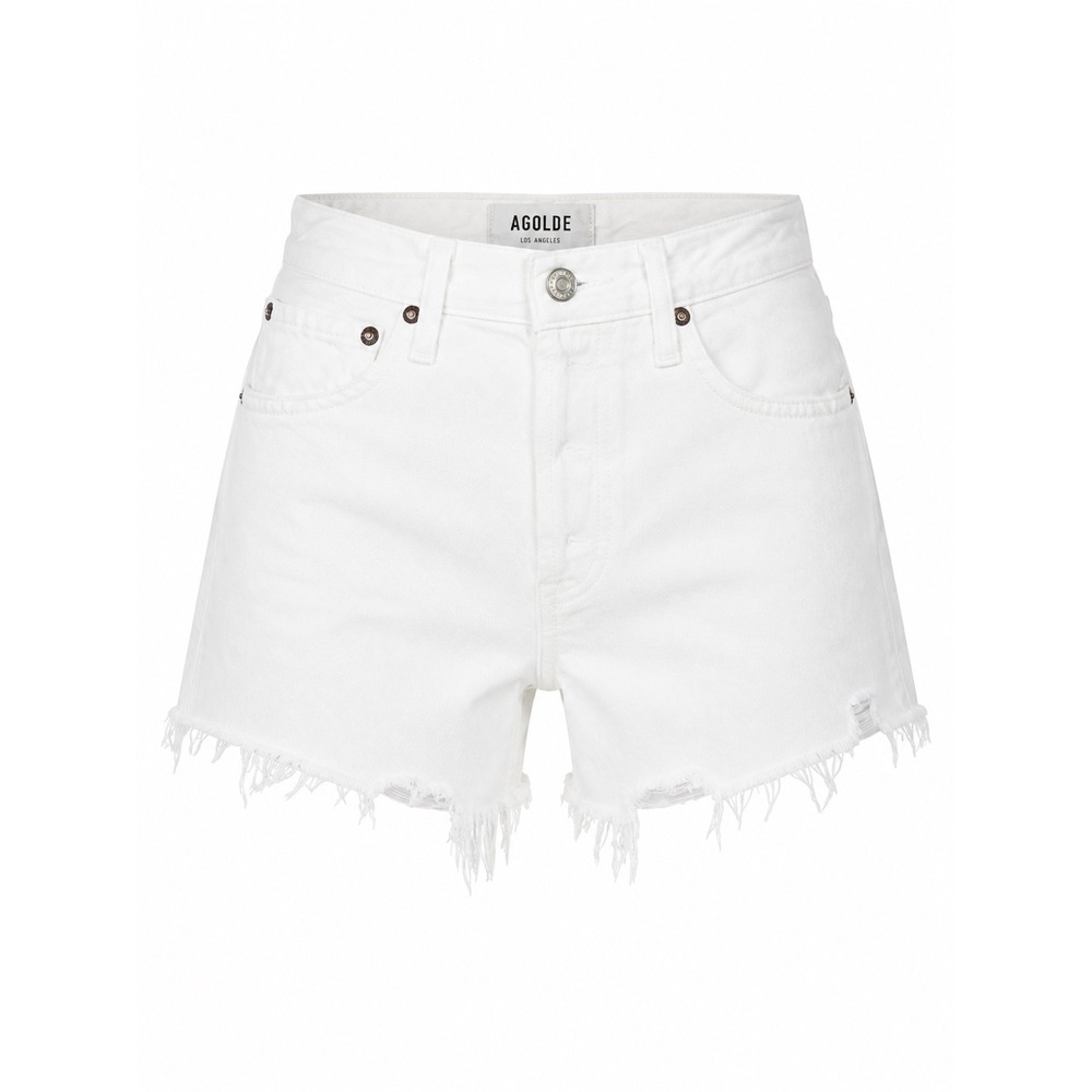 NWT AGOLDE Parker Vintage Cut Off Denim Shorts White Dough Size 28
